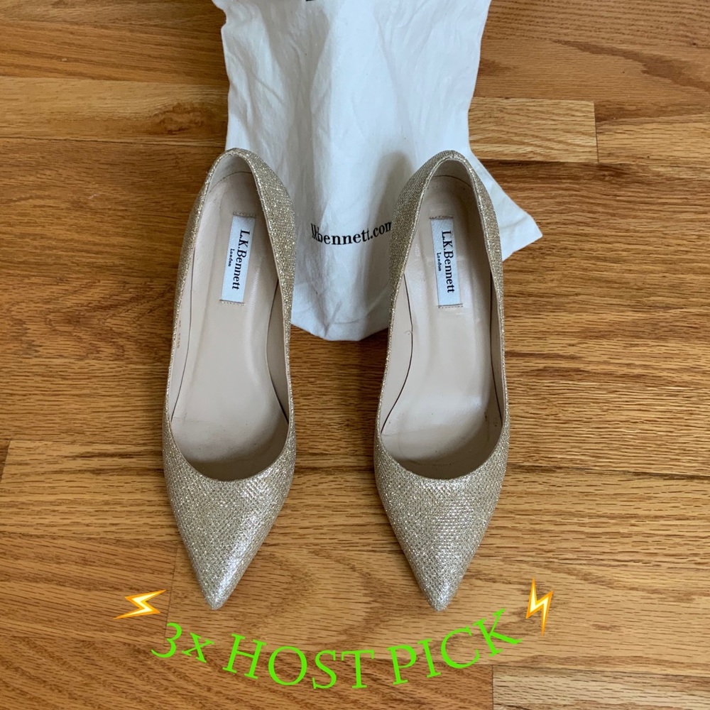 👉LK BENNETT Champagne Glitter High Heels👈
